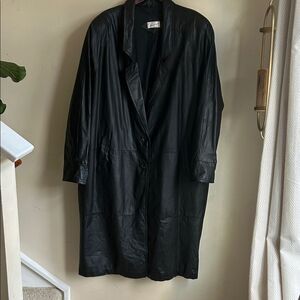 Vintage Ricardo 100% leather long women coat size 26W